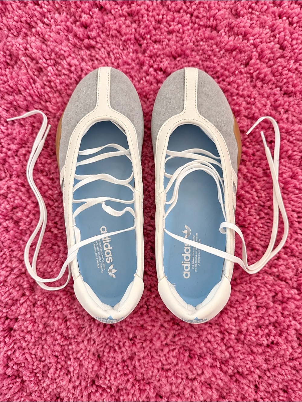 adidas BLUE and White Lace-Up Ballet Flats
